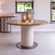 Tivoli Dining Table - 130cm - 6 Seater - Round - Pedestal - with Gold Trim - White - Ceramic