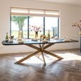 Hayley Dining Table - 280cm - 10 Seater - Spider Leg - Chevron - Dark Coffee - Recycled Oak and Metal