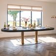 Macaron Dining Table - 235cm - 10 Seater - Ellipse - Rustic Black - Oak and Metal