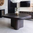 Sherman Dining Table - 150cm - 6 Seater - Abstract - Pedestal - Dark Brown - Acacia Wood