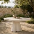 Urban Bloom Outdoor Dining Table  - 140cm - 6 Seater - Abstract - Pedestal - Sandstone - Concrete