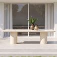 Urban Bloom Outdoor Dining Table - 280cm - 12 Seater - Double Pedestal - Sandstone - Concrete