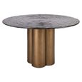 Glastonburry Dining Table - 135cm - 6 Seater - Round - Pedestal - Antique Gold - Glass and Metal