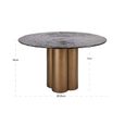 Glastonburry Dining Table - 135cm - 6 Seater - Round - Pedestal - Antique Gold - Glass and Metal