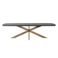Hayley Dining Table - 280cm - 10 Seater - Spider Leg - Chevron - Dark Coffee - Recycled Oak and Metal
