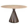 Montgommery Dining Table - 130cm - 6 Seater - Round - Cone Base - Beige - Faux Marble and Metal