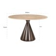 Montgommery Dining Table - 130cm - 6 Seater - Round - Cone Base - Beige - Faux Marble and Metal