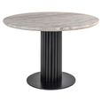 Nyon Dining Table - 120cm - 4 Seater - Round - Fluted Base - Blush Beige and Black - Marble and Metal
