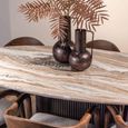 Rashford Dining Table - 200cm - 8 Seater - Oval - Fluted Base - Blush Beige and Brown - Marble and Metal