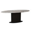 Rashford Dining Table - 200cm - 8 Seater - Oval - Fluted Base - Blush Beige and Brown - Marble and Metal
