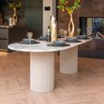 La Cantera Travertine Beige 10 Seater Oval Pedestal Dining Table