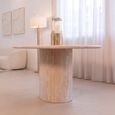 Renaissance Dining Table - 130cm - 4 Seater - Round - Pedestal - Beige - Travertine