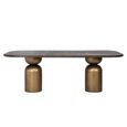 Cavo Acacia Wood 8 Seater Dining Table with Brushed Gold Pedestal Base