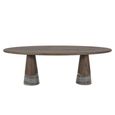 Harper Dining Table - 230cm - 10 Seater - Oval - Double Pedestal - Smoked Charcoal - Oak
