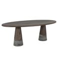 Harper Dining Table - 230cm - 10 Seater - Oval - Double Pedestal - Smoked Charcoal - Oak