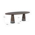 Harper Dining Table - 230cm - 10 Seater - Oval - Double Pedestal - Smoked Charcoal - Oak