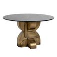 Maddox Black Marble 4 Seater Round Dining Table with Gold Pedestal Base 