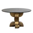 Maddox Black Marble 4 Seater Round Dining Table with Gold Pedestal Base 