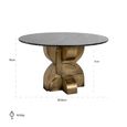 Maddox Black Marble 4 Seater Round Dining Table with Gold Pedestal Base 