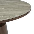 Willow Dining Table - 80cm - 4 Seater - Round - Column Base - Tobacco Walnut and Beige - Wood and Marble Effect