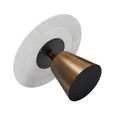Olive Dining Table - 120cm - 4 Seater - Round - Column Base - White and Bronze - Marble Effect and Metal