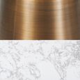 Olive Dining Table - 120cm - 4 Seater - Round - Column Base - White and Bronze - Marble Effect and Metal