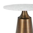 Olive Dining Table - 90cm - 2 Seater - Round - Column Base - White and Bronze - Marble Effect and Metal