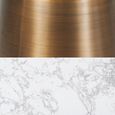 Olive Dining Table - 90cm - 2 Seater - Round - Column Base - White and Bronze - Marble Effect and Metal