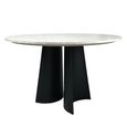 Rosemary Dining Table - 120cm - 4 Seater - Round - White and Black - Marble Effect and Metal