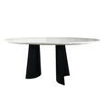 Rosemary Dining Table - 180cm - 6 Seater - Oval - White and Black - Marble Effect and Metal
