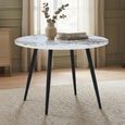 Horizon Dining Table - 90cm - 2 Seater - Round - Pandora and Black - Marble Effect and Metal