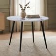 Horizon Dining Table - 90cm - 2 Seater - Round - Violetta and Black - Marble Effect and Metal