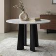 Rosemary Dining Table - 120cm - 4 Seater - Round - White and Black - Marble Effect and Metal