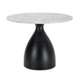 Hazel Dining Table - 100cm - 4 Seater - Round - Column Base - White and Black - Marble Effect and Metal