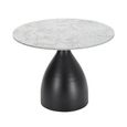 Hazel Dining Table - 100cm - 4 Seater - Round - Column Base - White and Black - Marble Effect and Metal