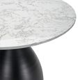 Hazel Dining Table - 100cm - 4 Seater - Round - Column Base - White and Black - Marble Effect and Metal