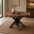 Bassano Dining Table - 160cm - 8 Seater - Round - Star Base - Natural and Black - Recycled Wood and Metal