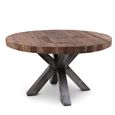 Bassano Dining Table - 136cm - 4 Seater - Round - Star Base - Natural and Black - Recycled Wood and Metal