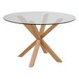 Clearance - Heaven Round Dining Table - 4 Seater - 119cm - Glass - with Oak Star Legs - FSS17393