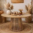 Dining Table - 120cm - 6 Seater - Round - Slatted Base - Rustic - Mango Wood