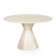 Verona Dining Table - 120cm - 6 Seater - Round - Cone Base - Cream - Marble Effect