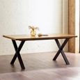 Aron Dining Table - 180cm - 8 Seater - Cross Leg - Natural and Black - Oak and Metal