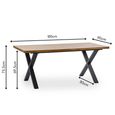 Aron Dining Table - 180cm - 8 Seater - Cross Leg - Natural and Black - Oak and Metal