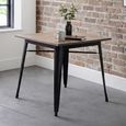 Grafton Dining Table - 80cm - 4 Seater - Square - Black - Elm Wood and Metal