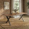 Belluno Industrial Dining Table - 300cm - 12 Seater - Live Edge - Cross Leg - Natural and Black - Acacia Wood and Metal