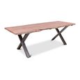 Belluno Industrial Dining Table - 240cm - 10 Seater - Live Edge - Cross Leg - Natural and Black - Acacia Wood and Metal