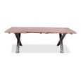 Belluno Industrial Dining Table - 240cm - 10 Seater - Live Edge - Cross Leg - Natural and Black - Acacia Wood and Metal