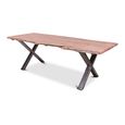 Belluno Industrial Dining Table - 240cm - 10 Seater - Live Edge - Cross Leg - Natural and Black - Acacia Wood and Metal