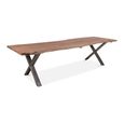 Belluno Industrial Dining Table - 300cm - 12 Seater - Live Edge - Cross Leg - Natural and Black - Acacia Wood and Metal