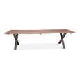 Belluno Industrial Dining Table - 300cm - 12 Seater - Live Edge - Cross Leg - Natural and Black - Acacia Wood and Metal